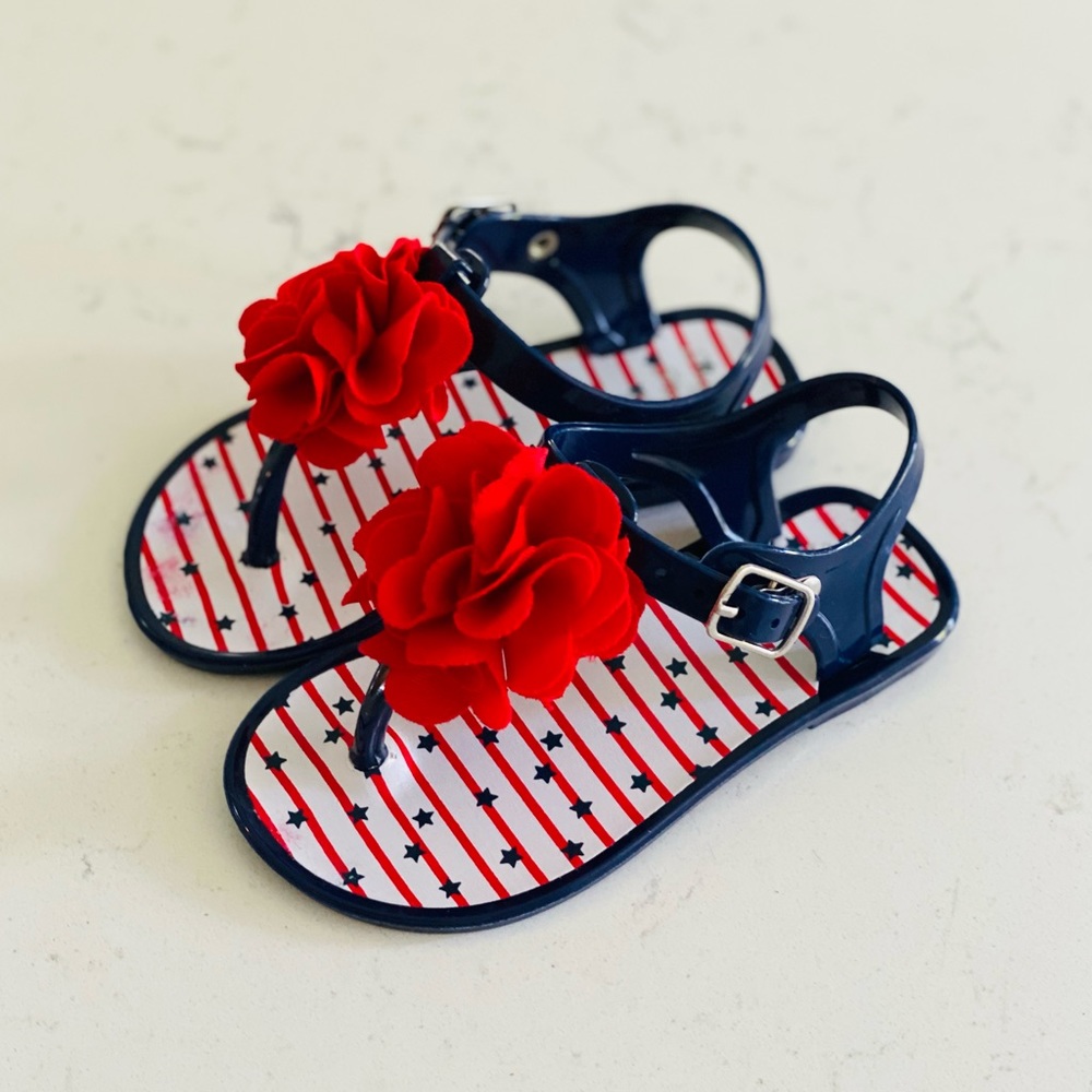 Toddler Stepping Stones Red Flower Jelly Sandals
